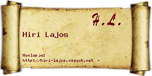 Hiri Lajos névjegykártya